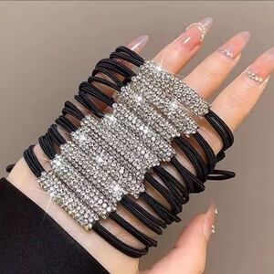 Rhinestone High Elasticity Hair Ties - 10 Pack